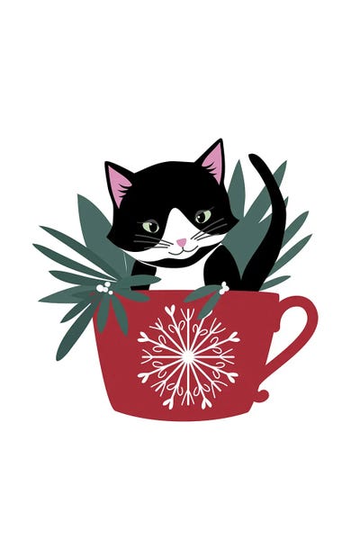 Christmas Animals: My Cat Coco In A Holiday Mug by blursbyai