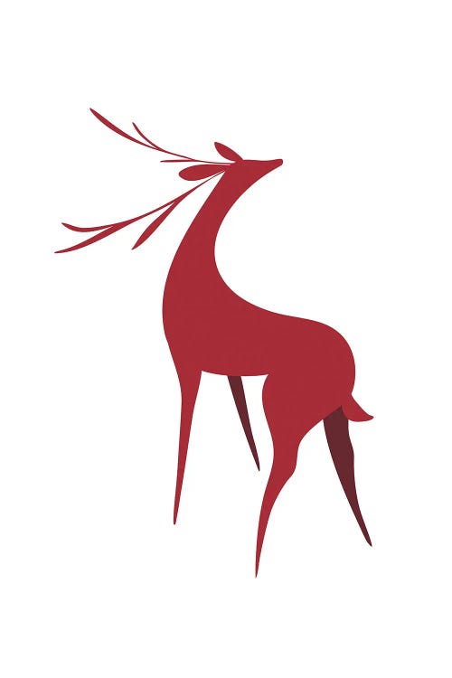 Stylized Retro Deer In Red