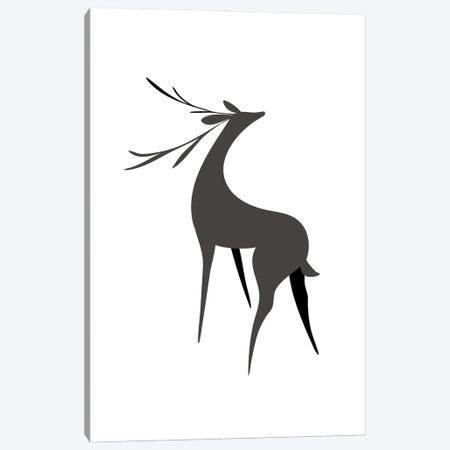 Stylized Retro Deer In Gray Canvas Print #RLZ738} by blursbyai Canvas Art Print
