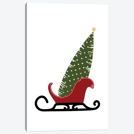 Sleigh And Christmas Tree Canvas Print #RLZ739} by blursbyai Art Print