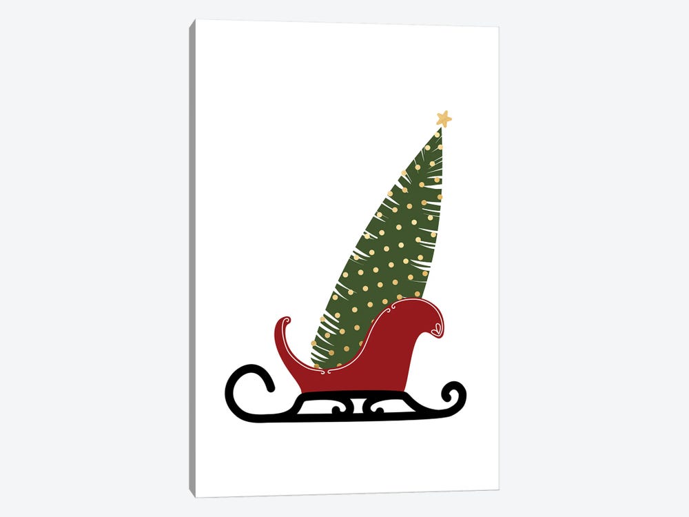 Sleigh And Christmas Tree by blursbyai 1-piece Art Print