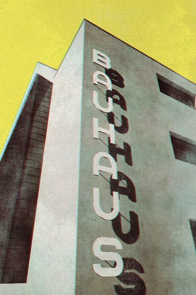 blursbyai: Old Magazine Style Bauhaus Building In Yellow by blursbyai