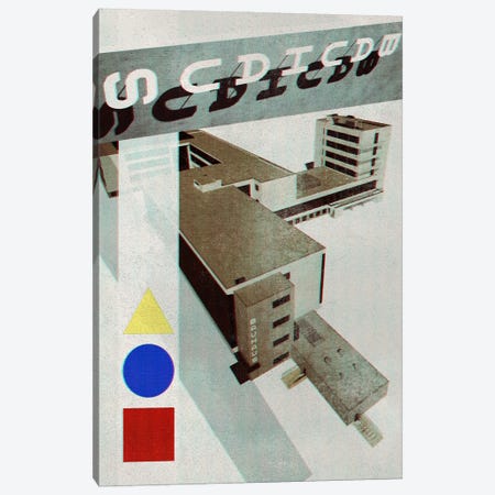 Old Magazine Style Bauhaus Architecture Canvas Print #RLZ754} by blursbyai Canvas Artwork