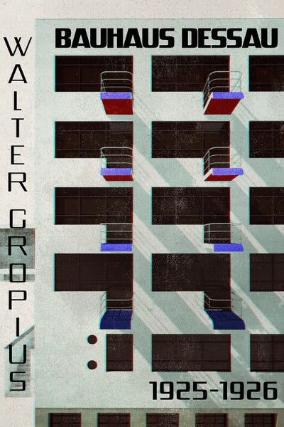 blursbyai: Old Magazine Style Bauhaus Building With Balconies by blursbyai