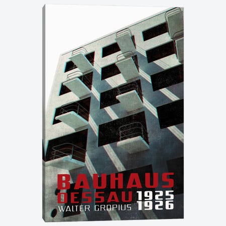 Old Magazine Bauhaus Building Under The Balconies Canvas Print #RLZ759} by blursbyai Canvas Print