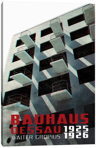 Old Magazine Bauhaus Building Under The Balconies Canvas Art Print - blursbyai