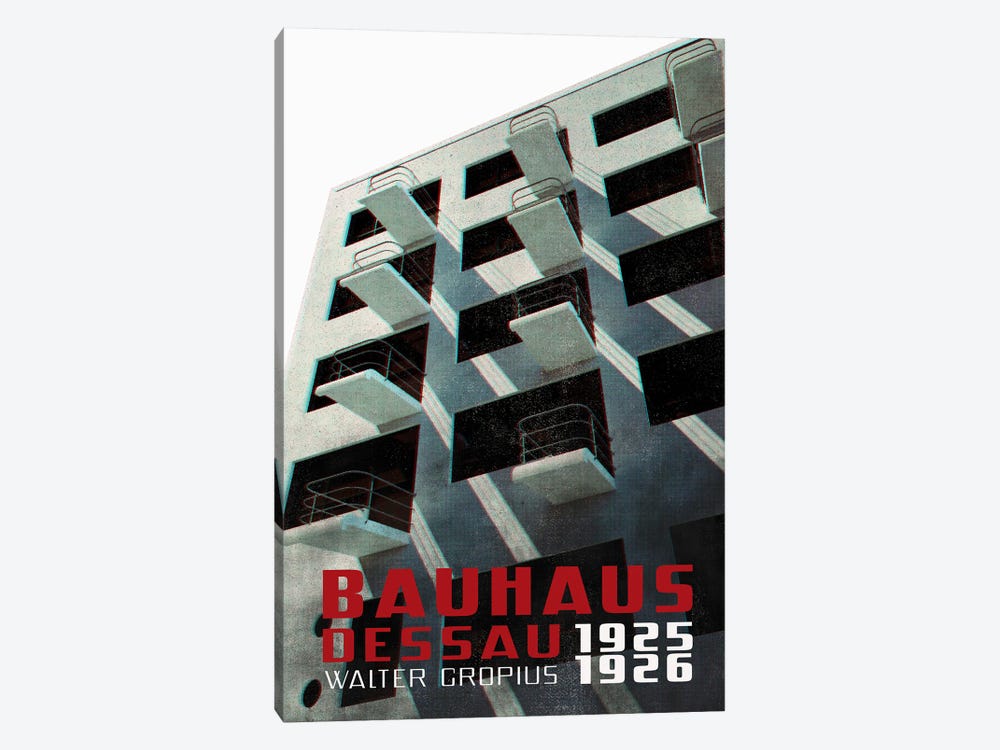 Old Magazine Bauhaus Building Under The Balconies by blursbyai 1-piece Canvas Print