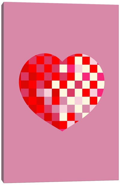Pixel Heart Canvas Art Print - Heart Art