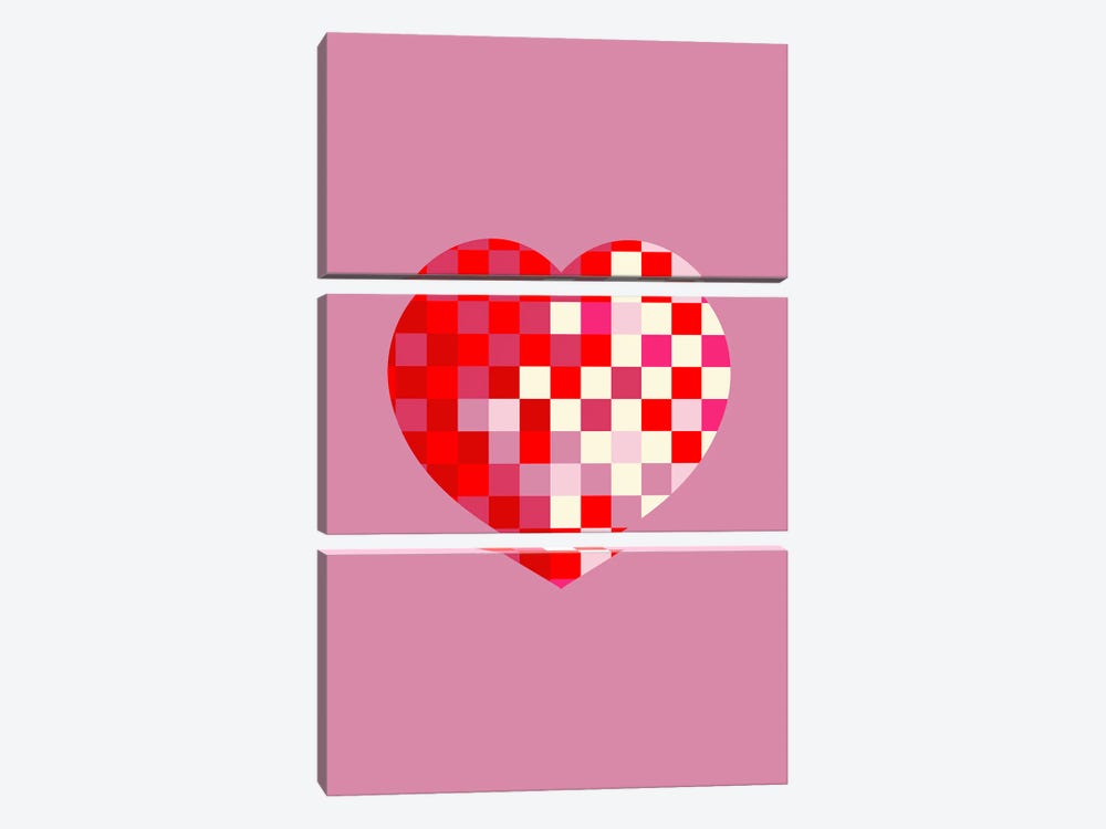 Pixel Heart by blursbyai 3-piece Canvas Art Print