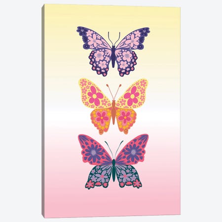 Colorful Floral Butterflies Canvas Print #RLZ766} by blursbyai Canvas Art Print