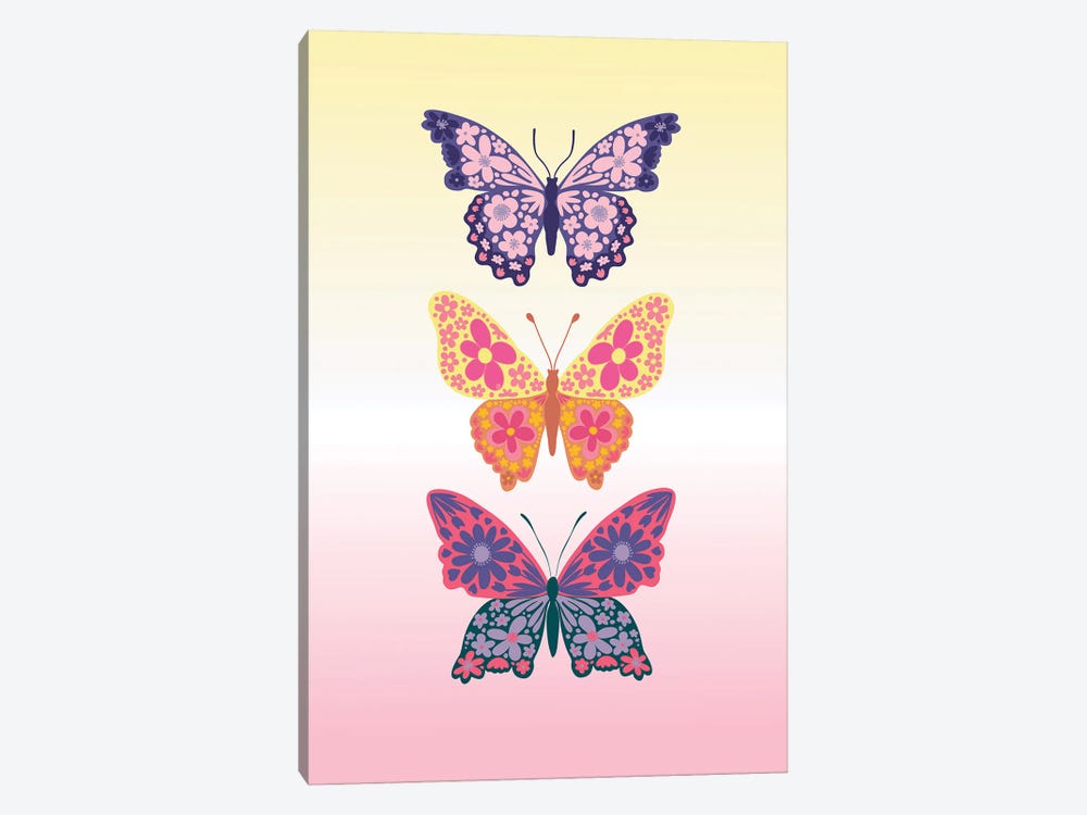 Colorful Floral Butterflies by blursbyai 1-piece Canvas Print