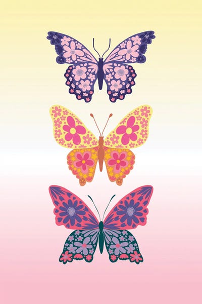 Butterflies and Flowers: Colorful Floral Butterflies by blursbyai