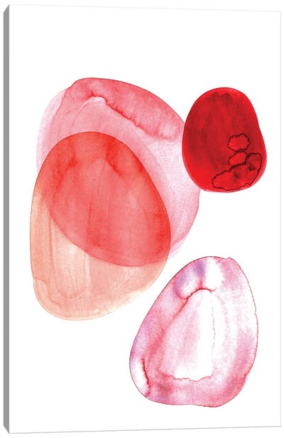 Soft Round Shapes In Red Canvas Art Print - blursbyai