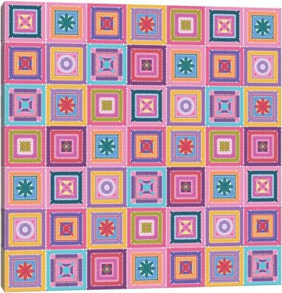 Colorful Digital Grandma Squares II Canvas Art Print - blursbyai