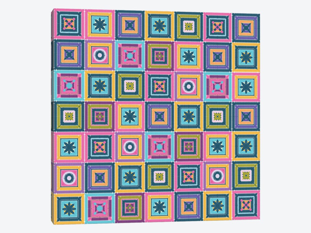 Colorful Digital Grandma Squares IV by blursbyai 1-piece Canvas Wall Art