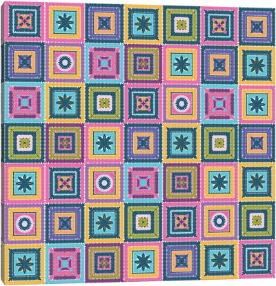Colorful Digital Grandma Squares IV Canvas Art Print - blursbyai