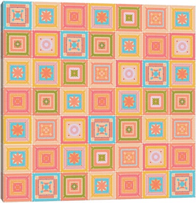 Colorful Digital Grandma Squares VI Canvas Art Print - blursbyai