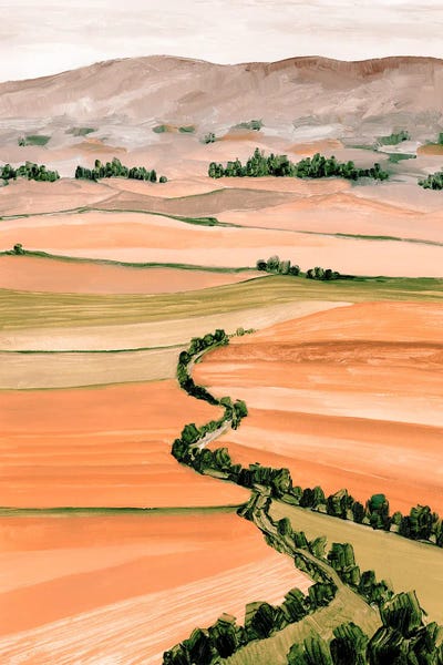 blursbyai: Queniva Patchwork Landscape In Coral by blursbyai