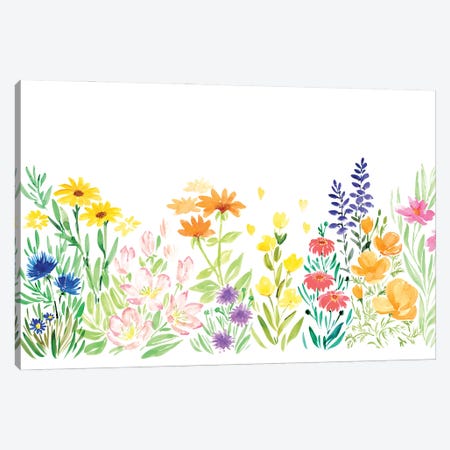 Colorful Watercolor Wildflowers Canvas Print #RLZ88} by blursbyai Canvas Art Print