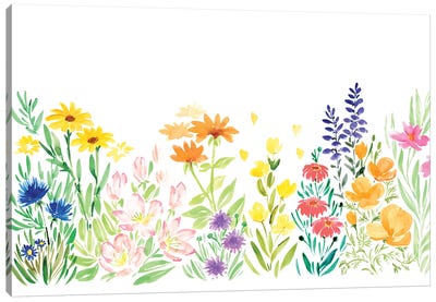 Colorful Watercolor Wildflowers Canvas Art Print - Wildflowers