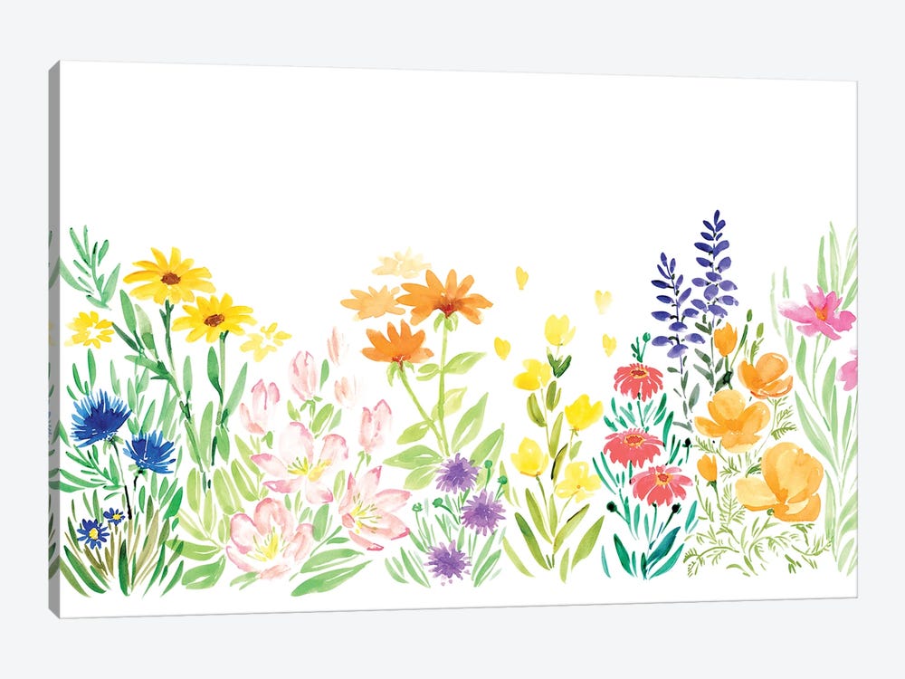 Colorful Watercolor Wildflowers by blursbyai 1-piece Art Print