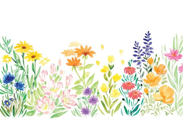 blursbyai: Colorful Watercolor Wildflowers by blursbyai