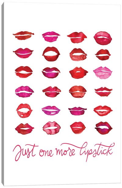 Just One More Lipstick Canvas Art Print - Pantone 2023 Viva Magenta