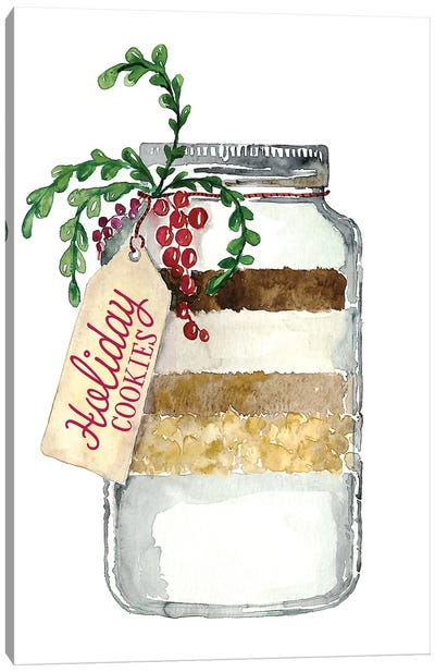 Holiday Cookies In A Jar Canvas Art Print - Farmhouse Christmas Décor