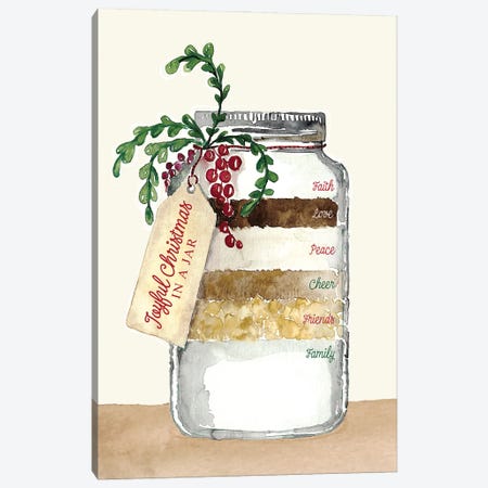 Recipe For A Joyful Christmas In A Jar Canvas Print #RLZ97} by blursbyai Canvas Print