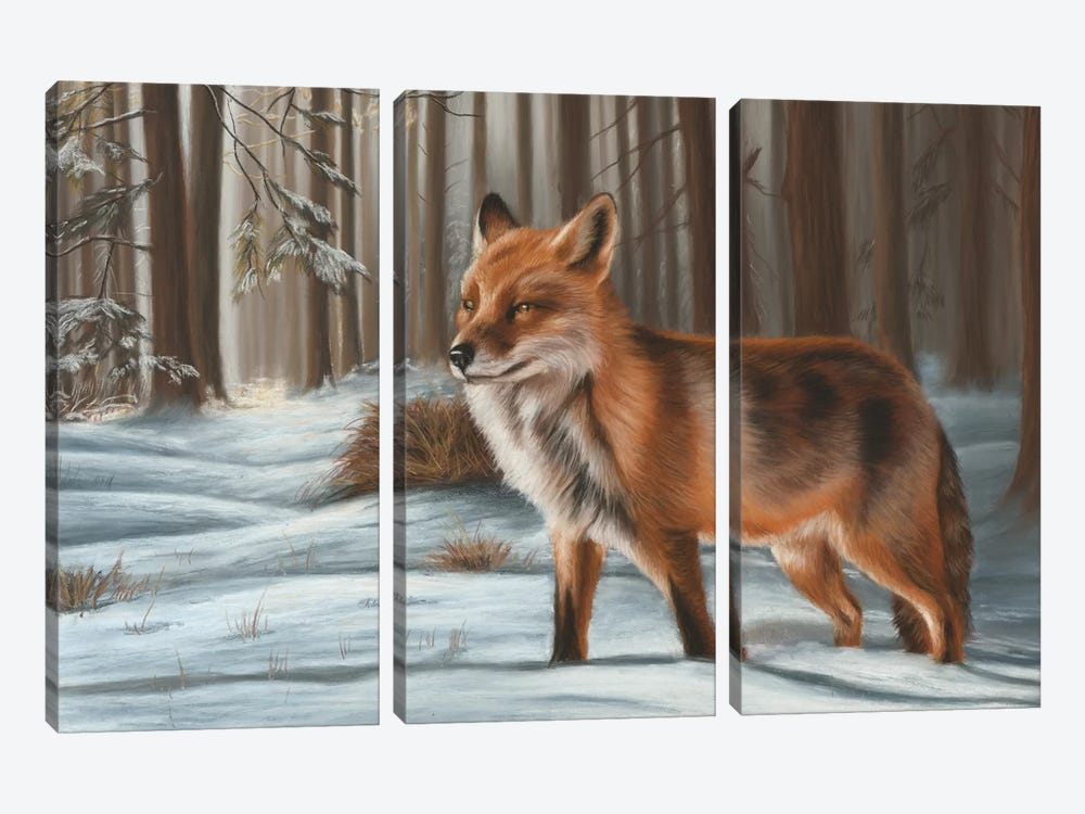 Fox In Snow by Richard Macwee 3-piece Canvas Artwork