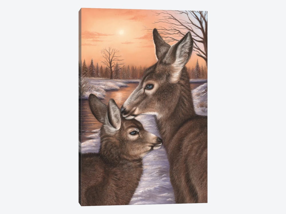 Deer And Fawn by Richard Macwee 1-piece Canvas Art