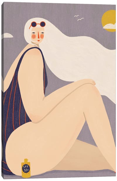Beach Lady Canvas Art Print - Disproportionate Body