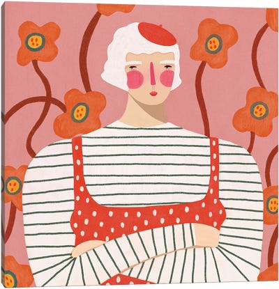 Lady In Beret Canvas Art Print - Renee Melia