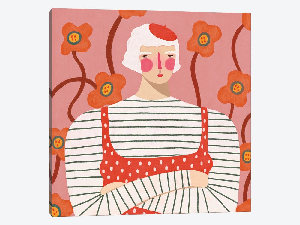 Lady In Beret by Renee Melia 1-piece Canvas Art Print
