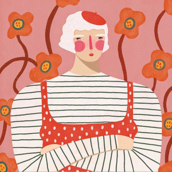 Women's Tops: Lady In Beret by Renee Melia