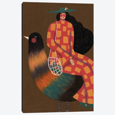 Girl On Bird Canvas Print #RML44} by Renee Melia Art Print