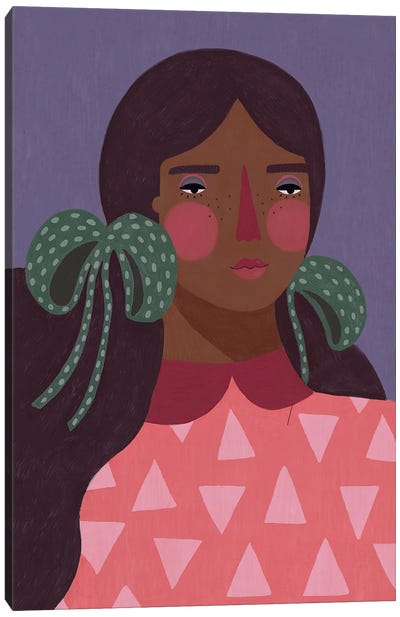 Girl With Pigtails Canvas Art Print - Renee Melia