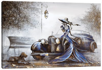 Lady In Blue Canvas Art Print - Raen