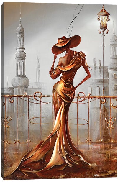 Woman In Gold Canvas Art Print - Glam Décor