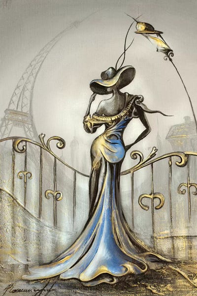 Silver: Women In Blue Dress by Raen