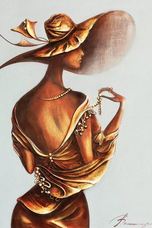 Women Wearing Pearl Beads by Raen wall art