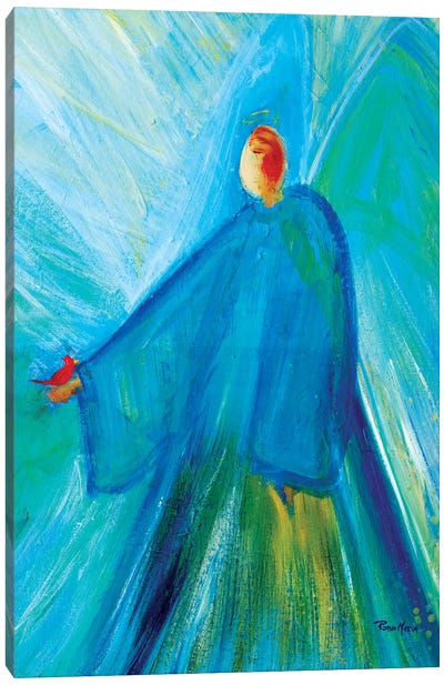 Benevolent Angel with Cardinal Canvas Art Print