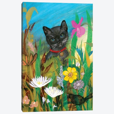Cat in the Garden Canvas Print #RMR11} by Robin Maria Canvas Art Print