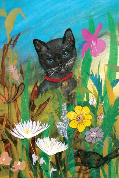 Black Cats: Cat in the Garden by Robin Maria