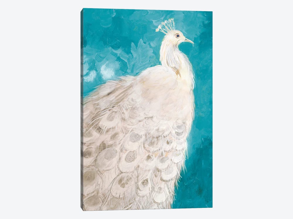 Royal Plume on Teal by Robin Maria 1-piece Canvas Art Print