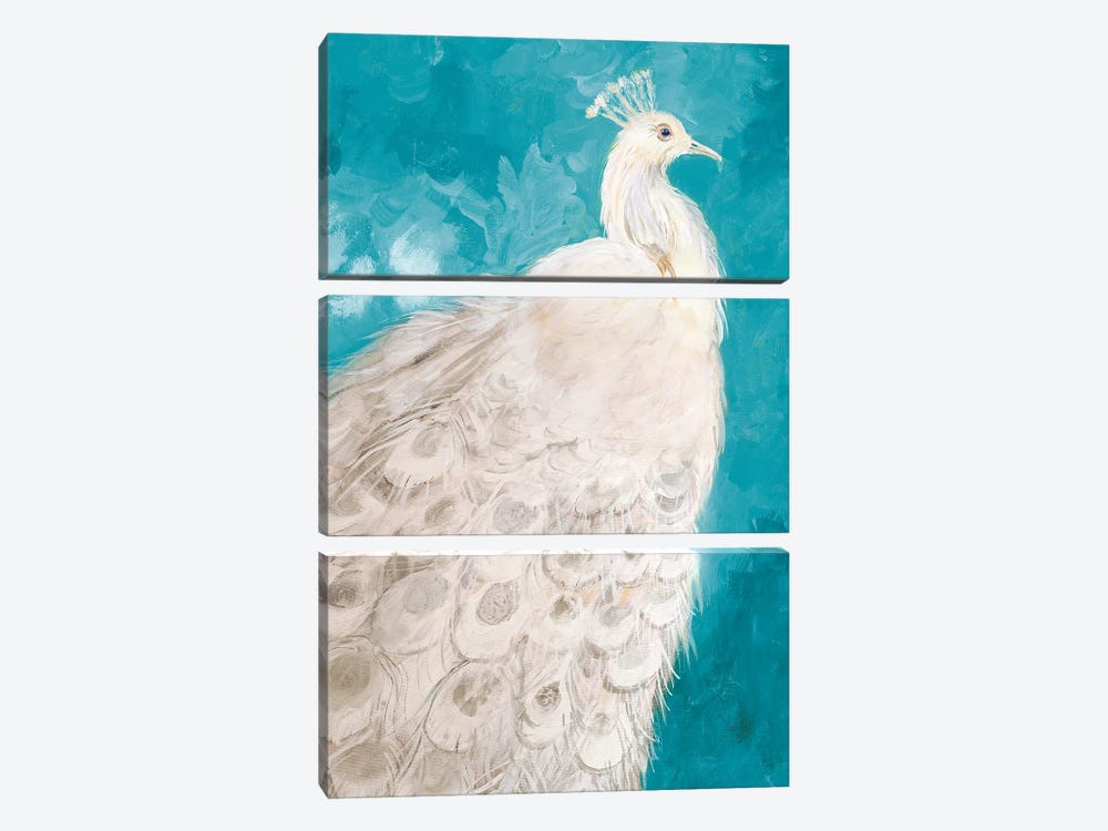 Royal Plume on Teal by Robin Maria 3-piece Canvas Art Print