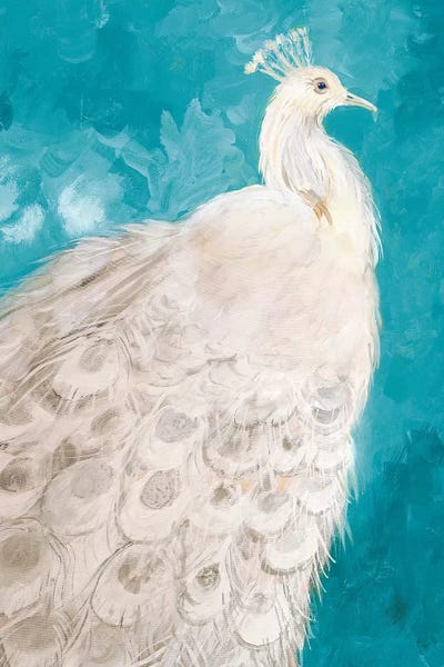Peacocks: Royal Plume on Teal by Robin Maria