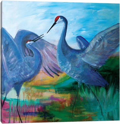 Sandhill Cranes Canvas Art Print - Crane Art