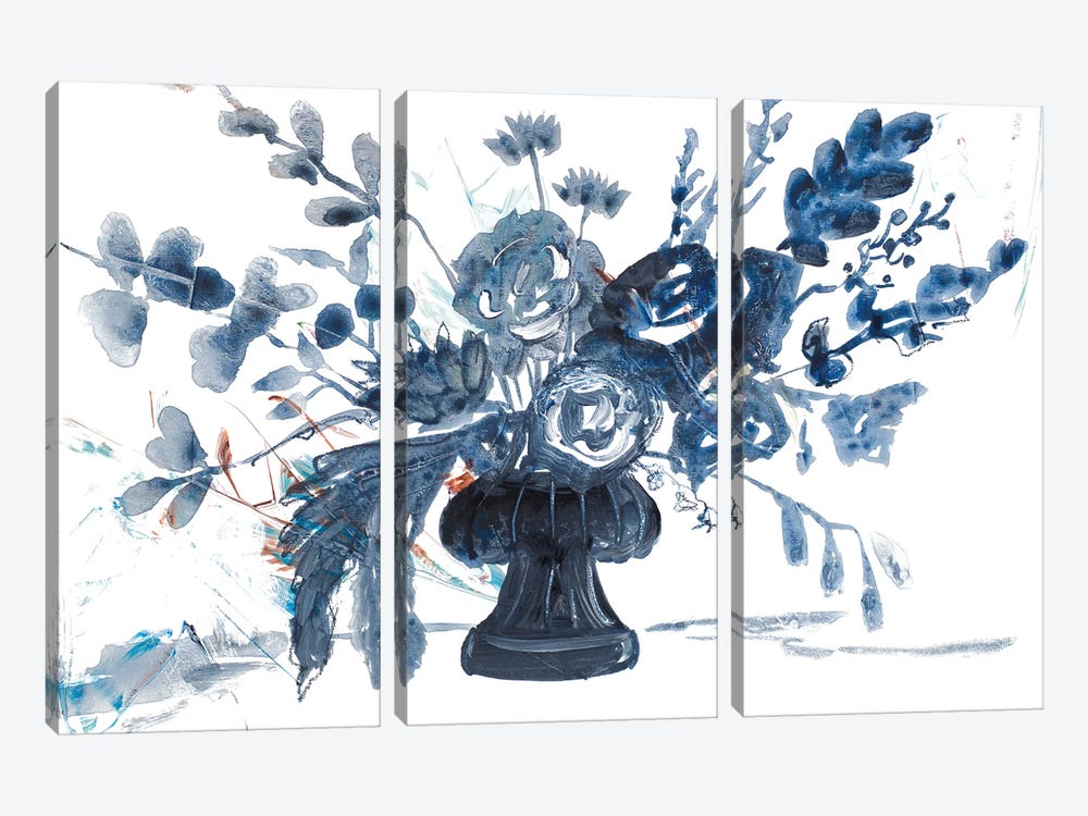 Blue Floral in Vase by Robin Maria 3-piece Canvas Wall Art