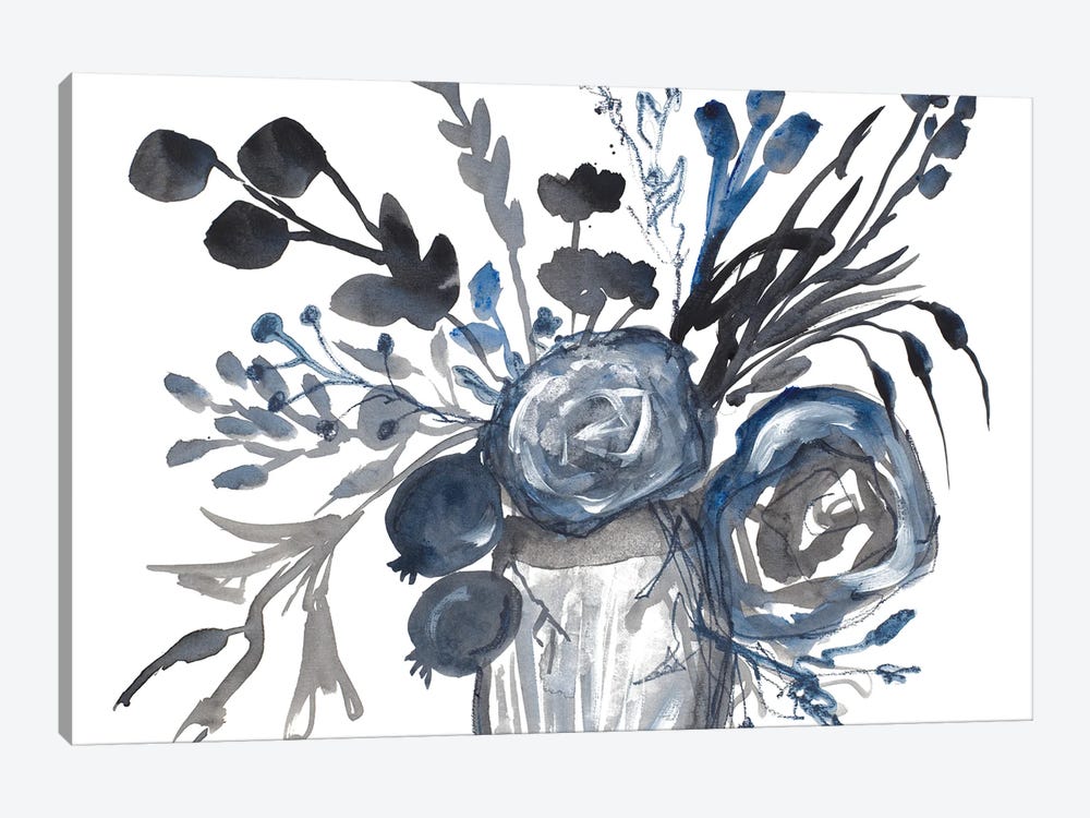 Blue Roses in Grey Vase by Robin Maria 1-piece Art Print